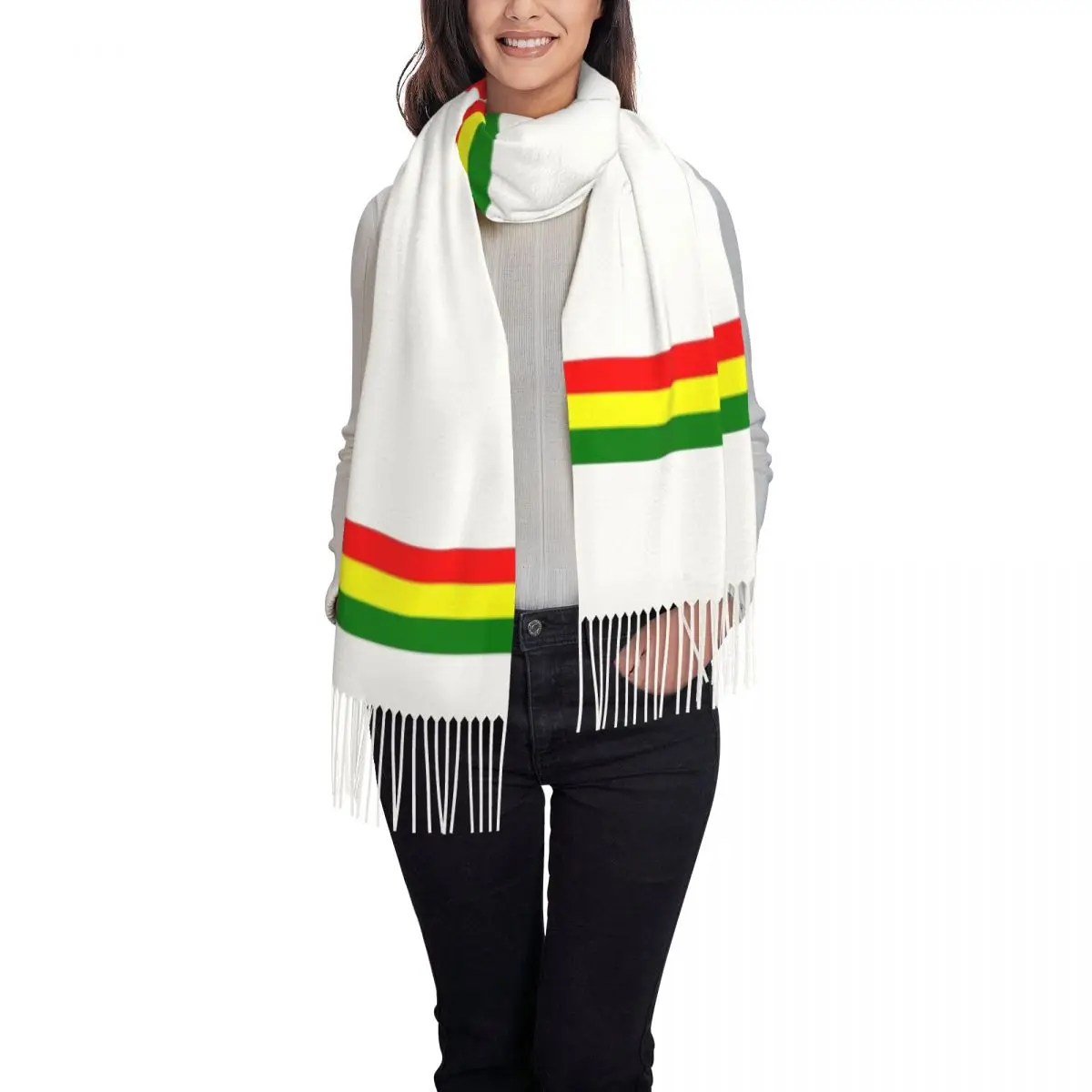 Customized Printed Rasta Stripe Rasta Color Scarf Men Women Winter Fall Warm Scarves Jamaican Jamaica Proud Shawl Wrap