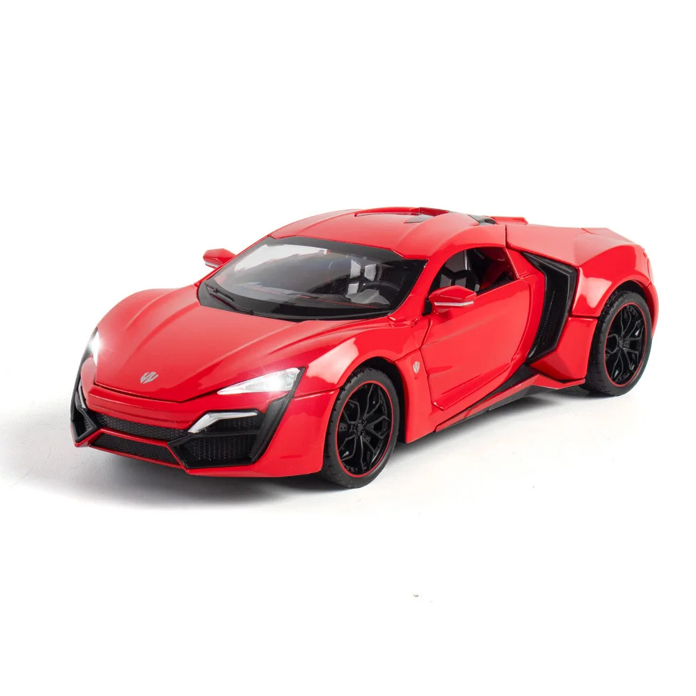 Realistic 1:24 Lykan HyperSport Diecast Sports Vehicle Cars Models Delicate Interior Details Toy Cars for Adults