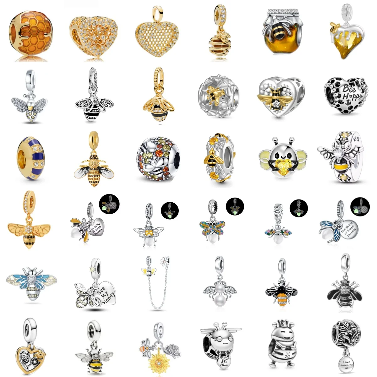 European 925 sterling silver exquisite luminous bee honey pot bead decoration Diy Fit original bracelet necklace women's jewelry