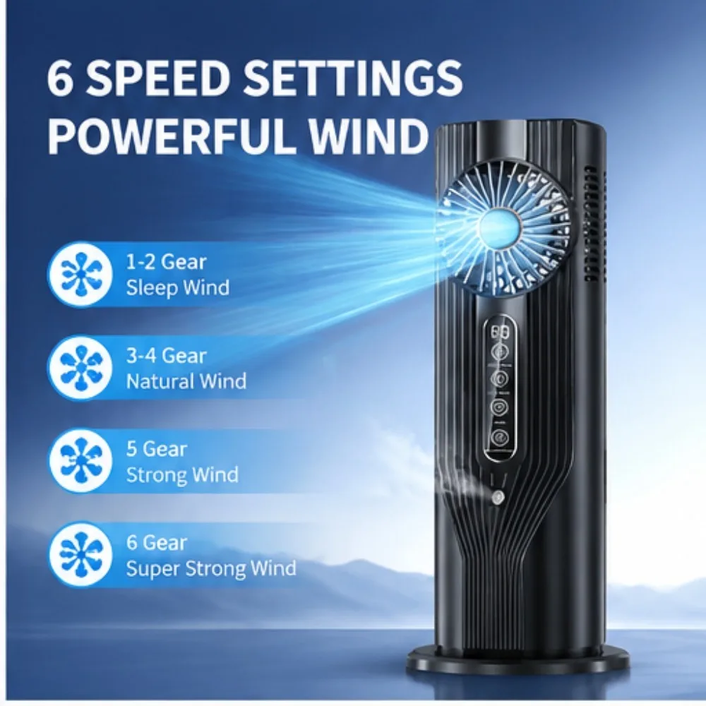 Portable Air Conditioners 6 Speeds USB Personal Air Cooler Humidifier 3-Second Rapid Cooling for Room Office Camping