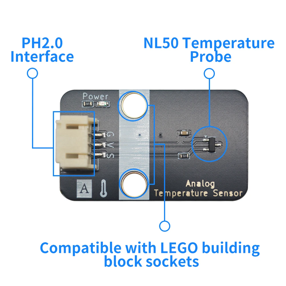 Nl50 Analog Temperature Sensor Module For Temperature Detection, With Reverse - Protection Interface, Suitable For Lego Bricks A
