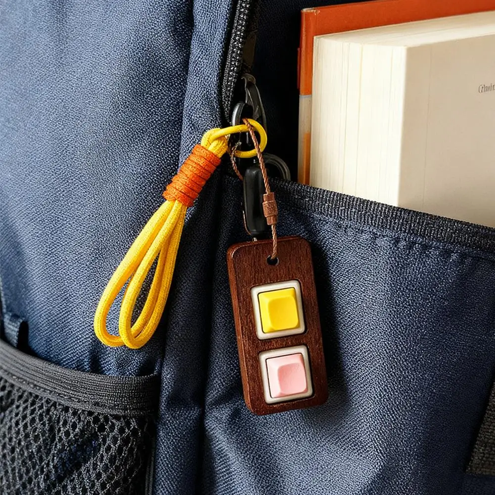 Wooden Keyboard Fidget Toys Stress Relief Mechanical Keycaps Keychain For Kids Adults Gifts Finger Button Anti-stress Toys