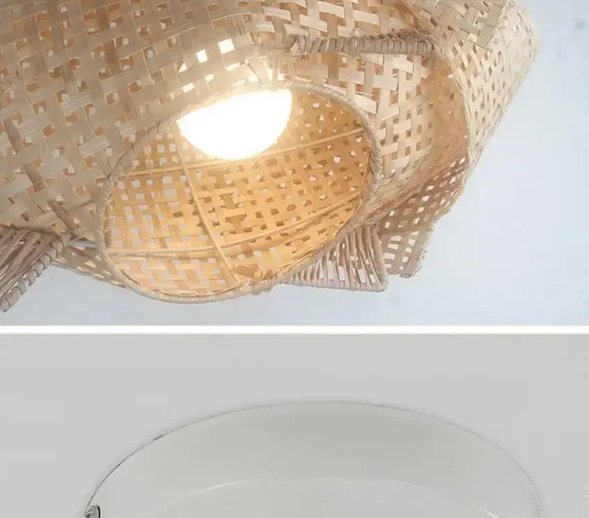 Modern Bamboo Fish Lamp Bamboo Shed Wooden Candlestick Foyer Garden Restaurant And Living Room Lighting Chandelier