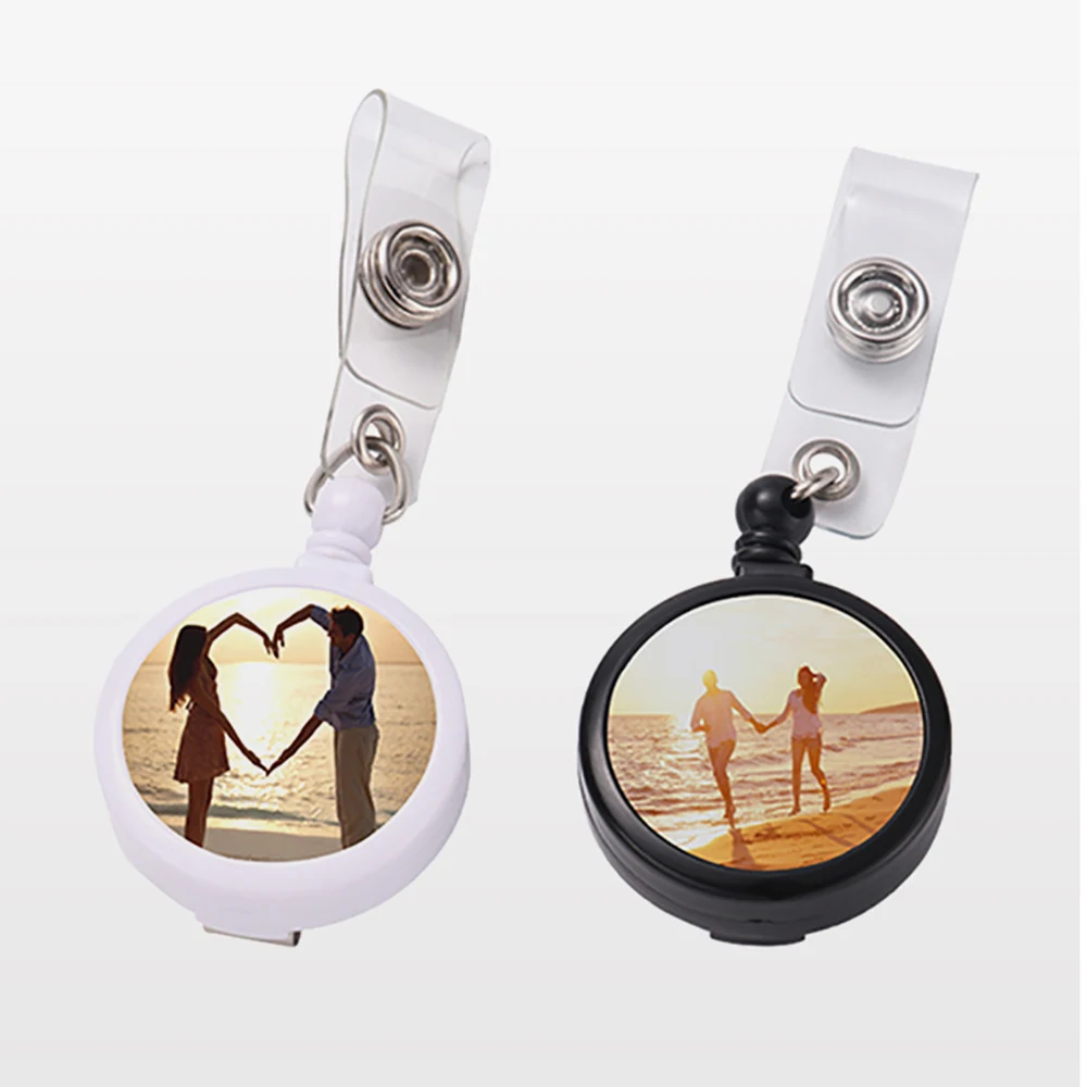 14pcs Keychain Sublimation DIY White Blank Plastic White Black 32MM Easy to draw Backpack Handbag Pendant