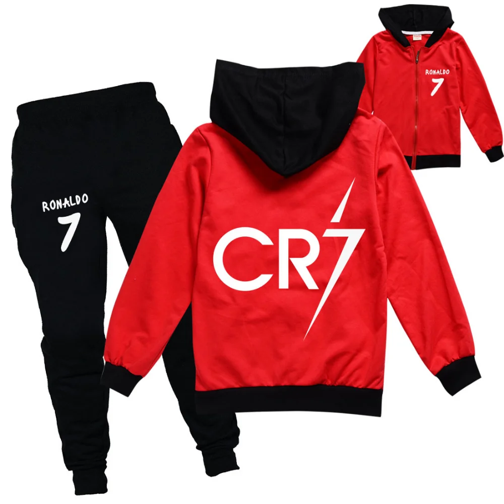 Cristiano Ronaldo felpa con cappuccio CR7 stampa Streetwear calcio stella ragazzi ragazze moda felpe felpe con cappuccio top t-shirt + pantaloni