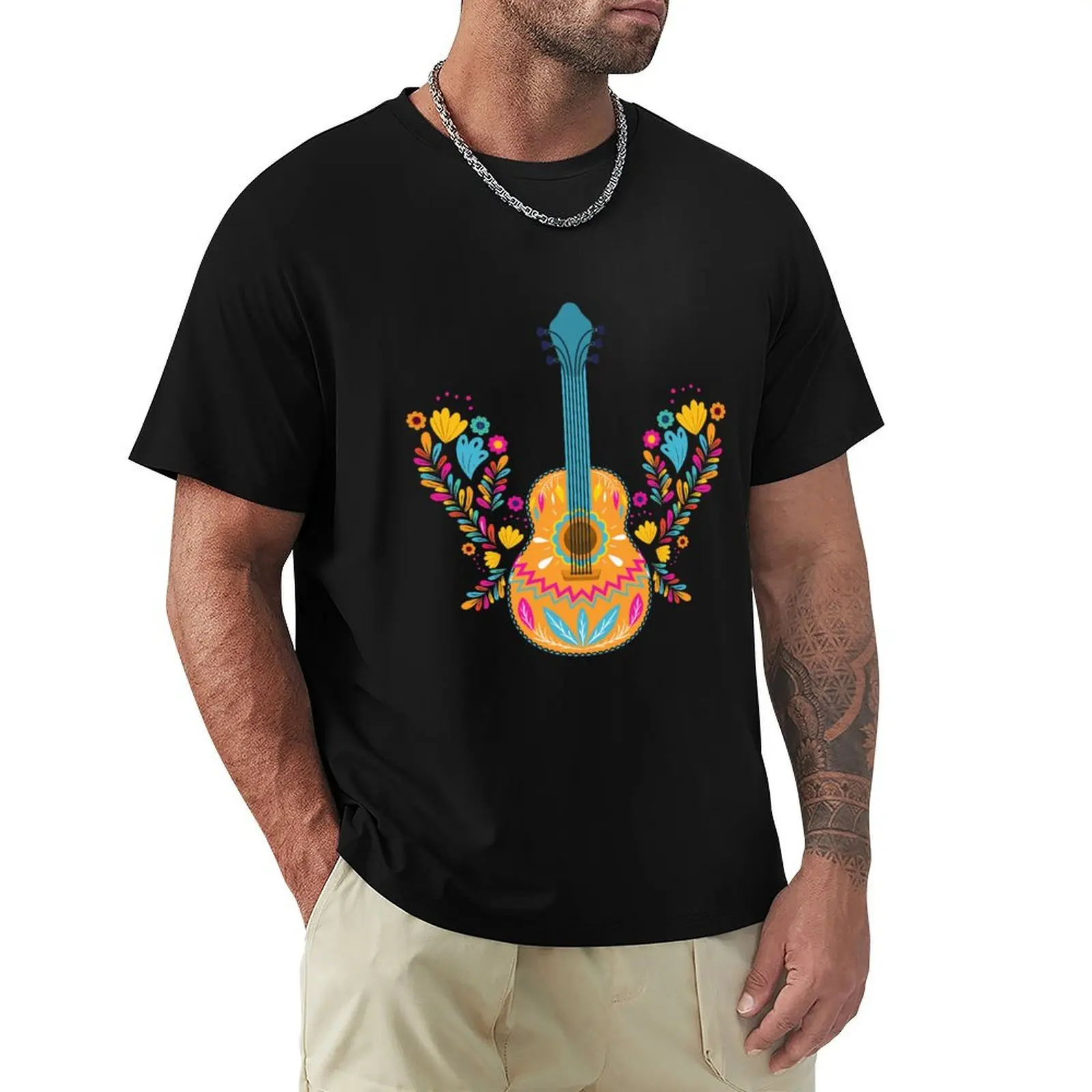 Desgin Guitar T- shirt & Stickers T-Shirt Soft Stretch Short Sleeve Top