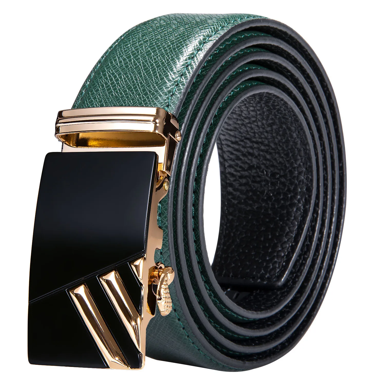 High Quality Green Faux Leather Belts For Men Metal Automatic Buckle Men's Belt Luxury Famous Brand Waist Strap DiBanGu