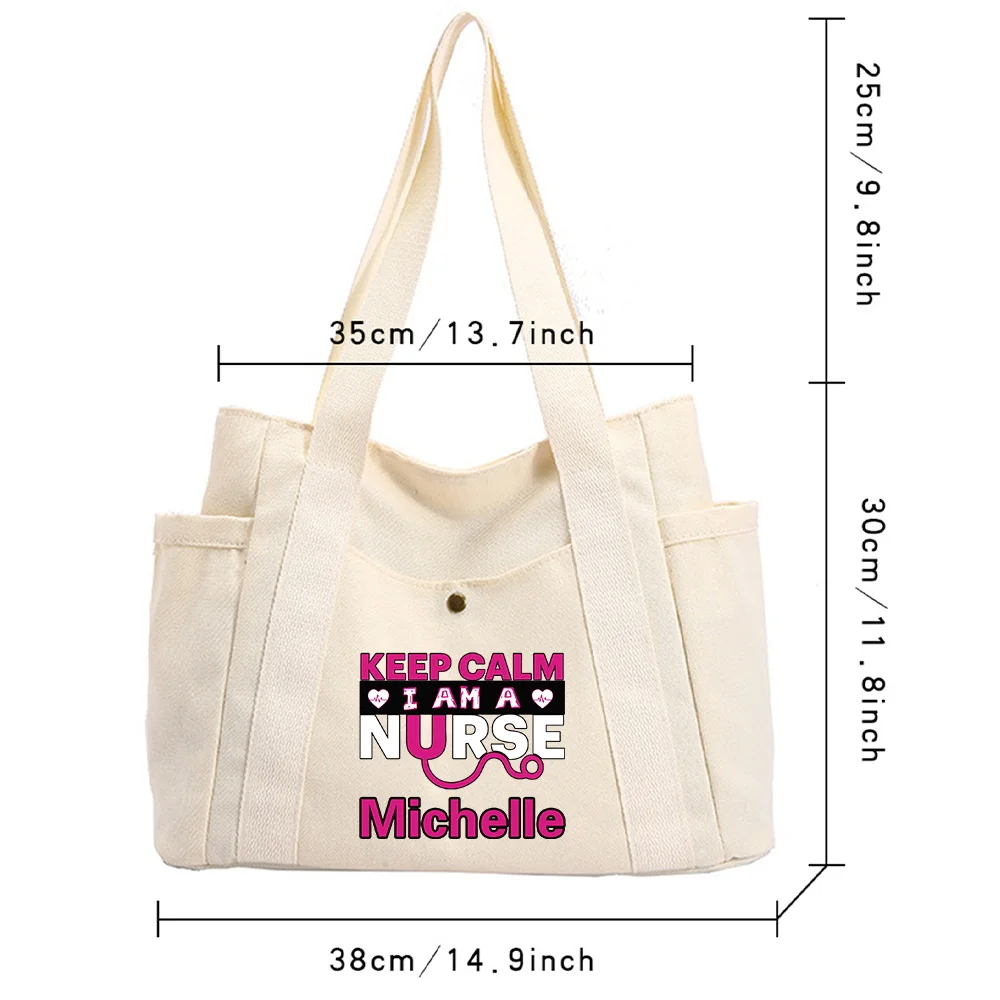 Personalized Customized Simple and Large Capacity Commuter Canvas Shoulder Bag Portable Handbag