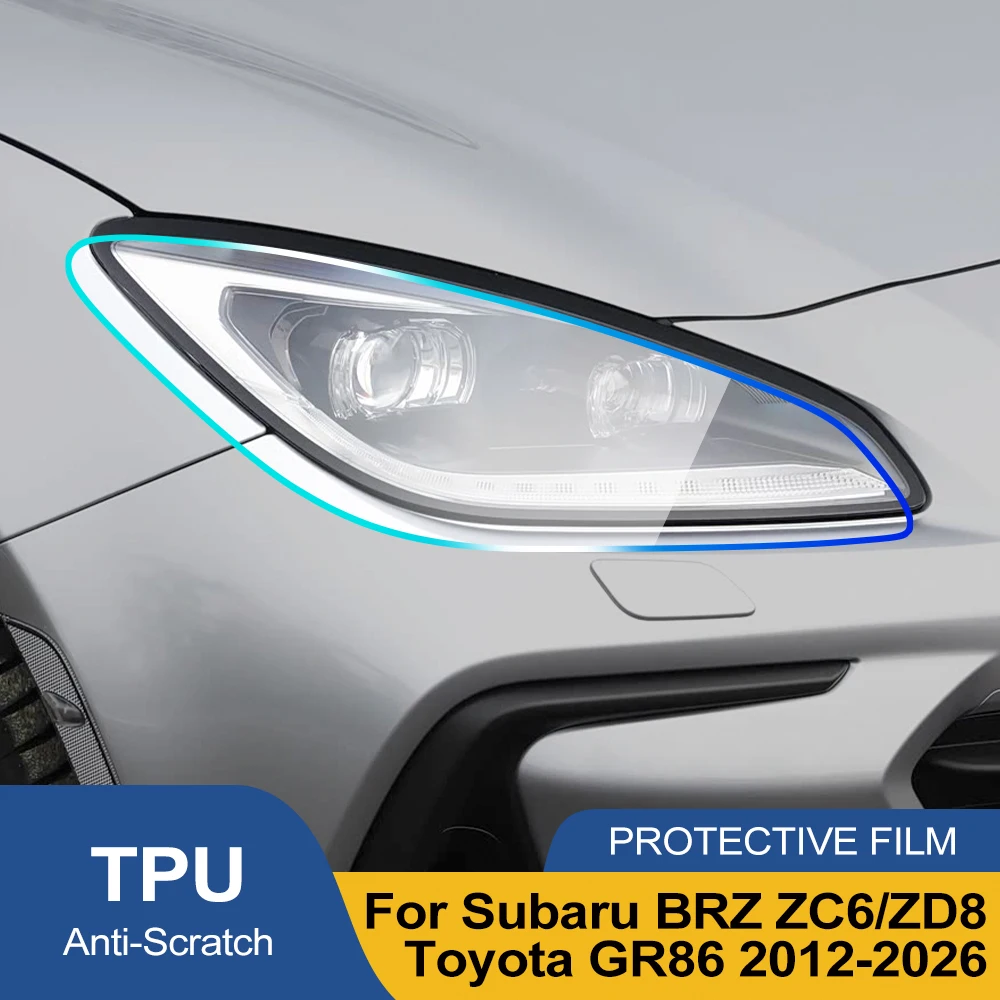 TPU Headlight Protection Film For Subaru BRZ ZD8/Toyota GR86 2022-2026 High-Gloss Smoke Black Pre-Cut PPF Kit Anti-Scratch Film
