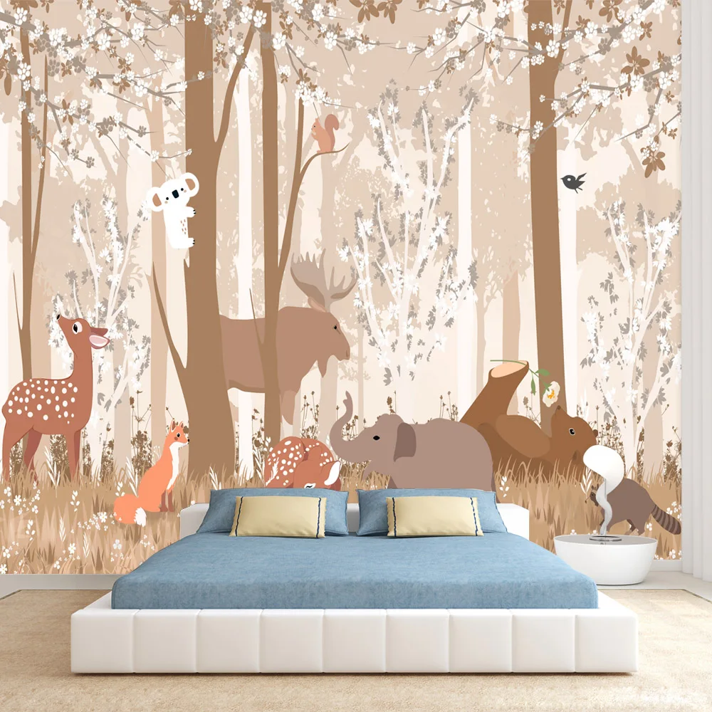 

Peel and Stick Optional Contact Wall Papers Home Decor Safari Animal Forest Wallpapers for Living Room Decoration Covering Mural