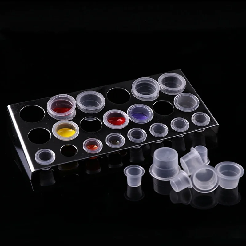 200 Stuks Wegwerp Tattoo Inkt Cups Plastic Permanente Make-Up Pigment Clear Container Caps Wimper Lijmhouder Tattoo Accessoire