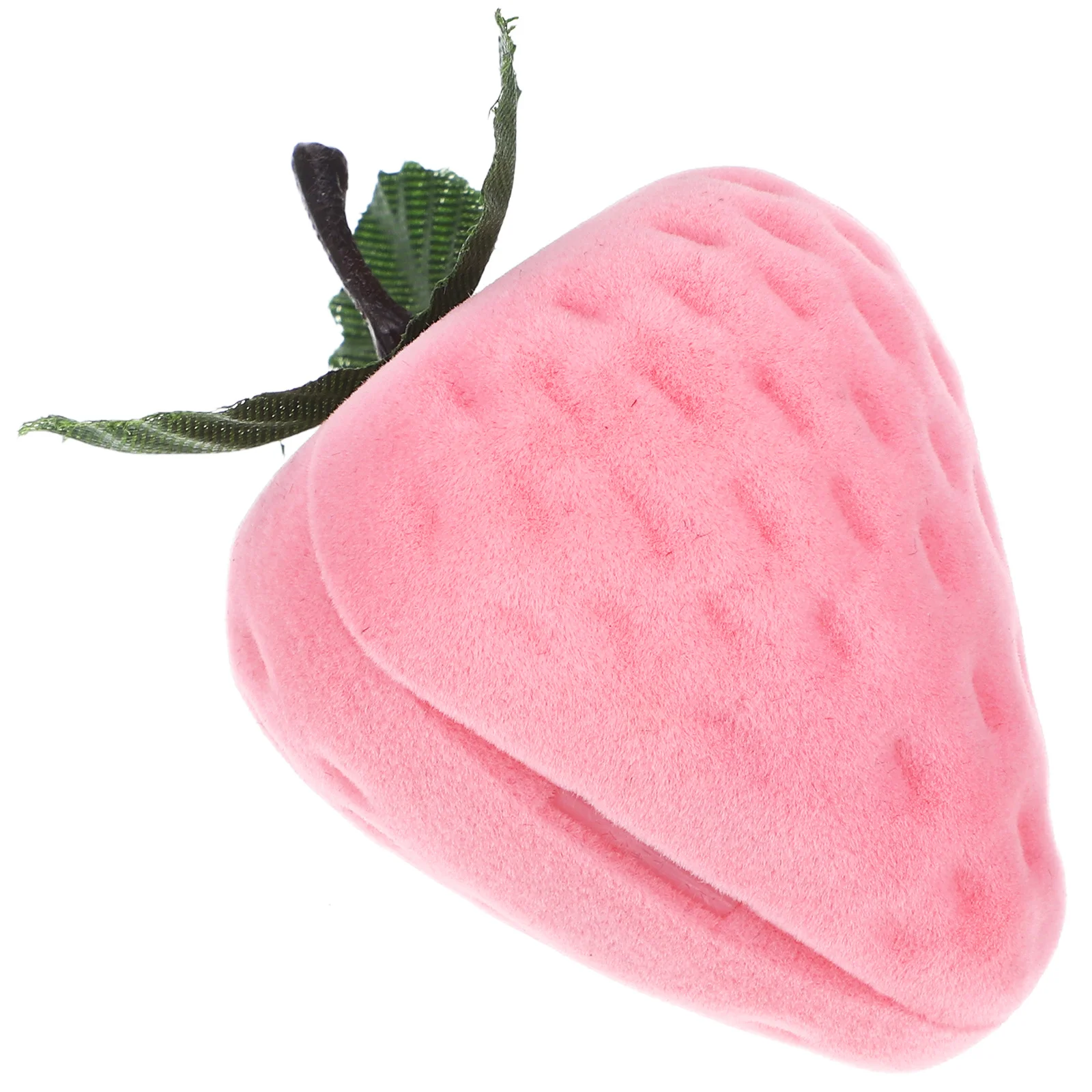 

Cute Ring Box Strawberry Design Jewelry Display Case Small Flocking Trinket Box for Rings Earrings Bracelets Wedding Ceremony