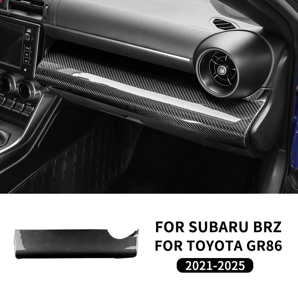 Real Hard Carbon Fiber Sticker For Subaru BRZ Toyota GR86 2021 2022 2023 2024 2025 LHD Car Glove Box Panel Interior Accessories