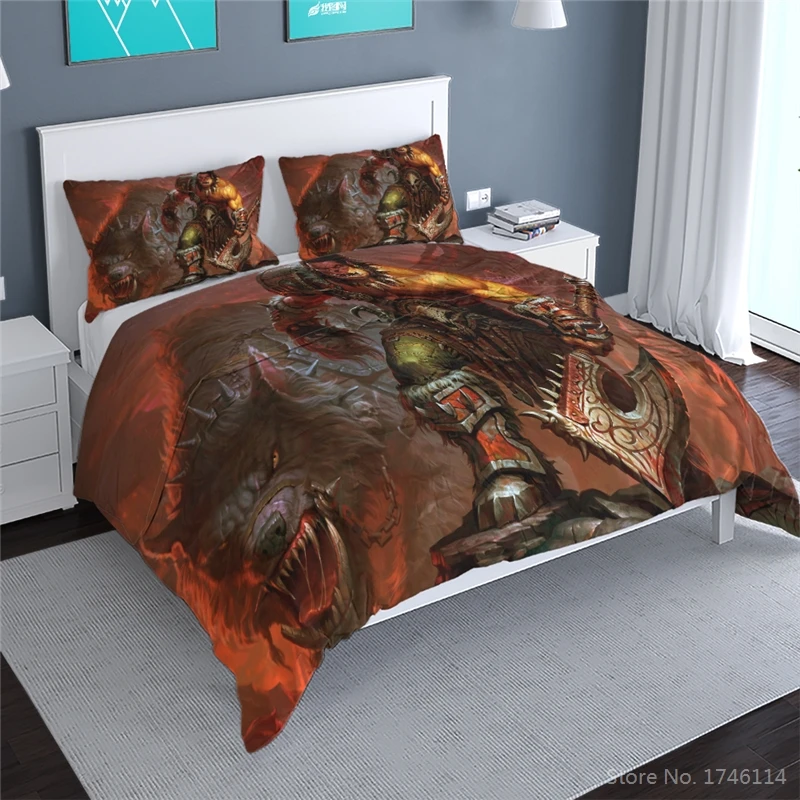 World of Warcraft Online Game 3D Cartoon Bedding Set Duvet Cover with Pillowcase Bed Linens Bedclothes Twin Full Queen King Size