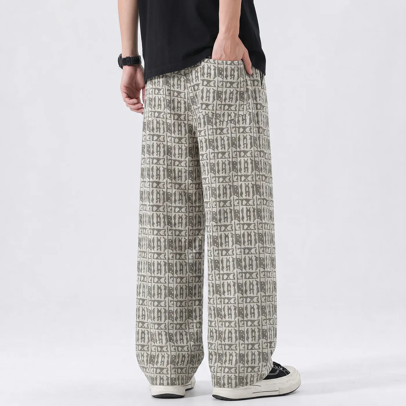 Vintage Tie Dye Pants Men 10XL Plus Size Sweatpants Fashion Casual Straight Pants Big Size 10XL Stretch Waist Trousers