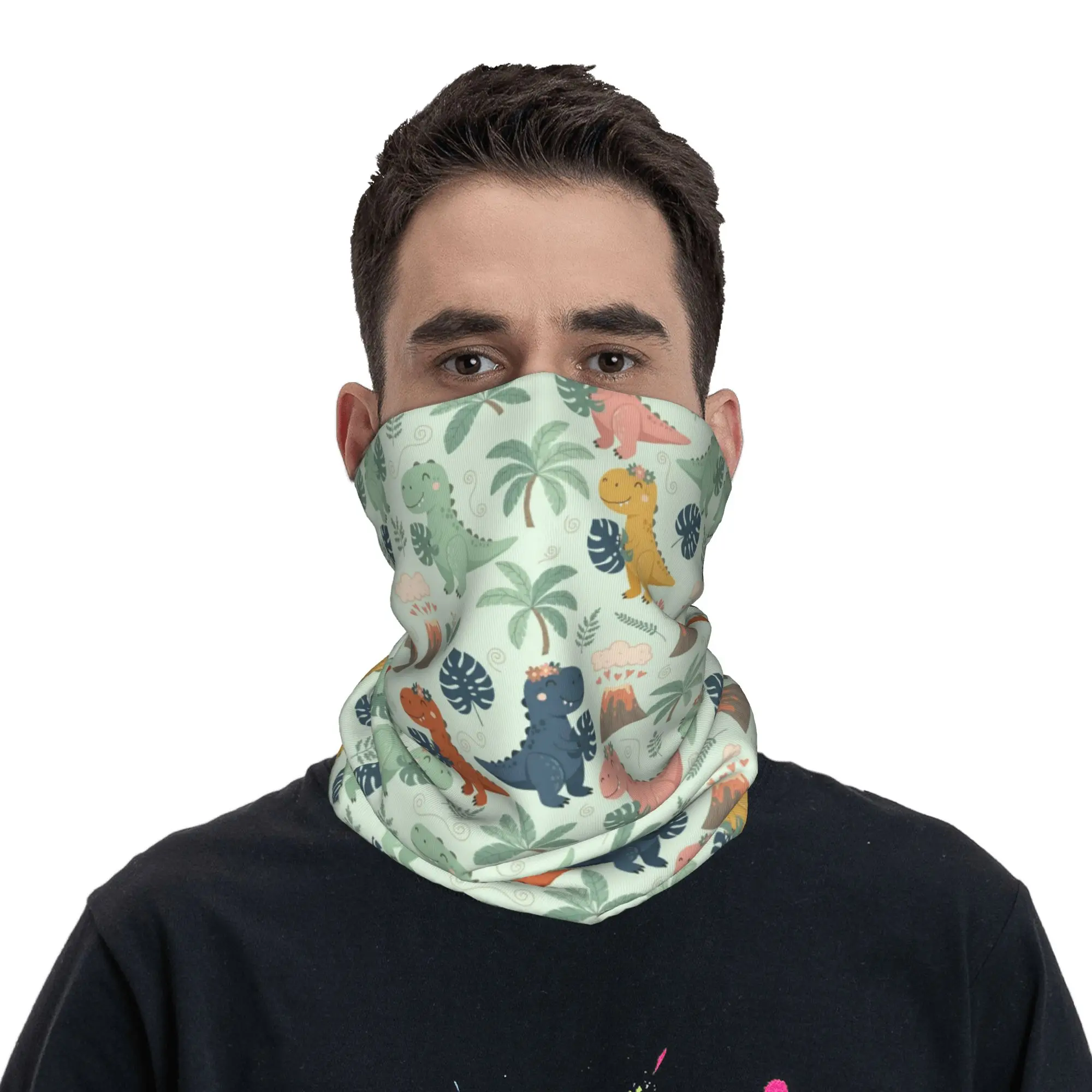 

Многофункциональный шарф-бандана с принтом милых динозавров, маска для лица, ветрозащитный, для мужчин и женщин, для езды на велосипеде