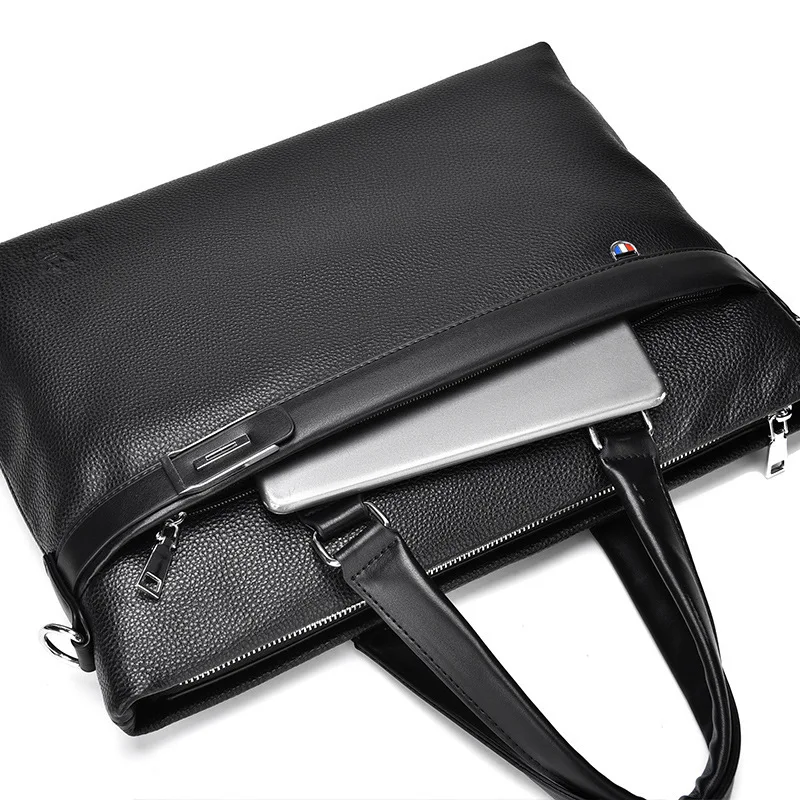 Fashionable Head Layer Cowhide Briefcase Genuine Leather Men Bags Men Handbag Large Capacity File New Computer Bag Crossbody Bag