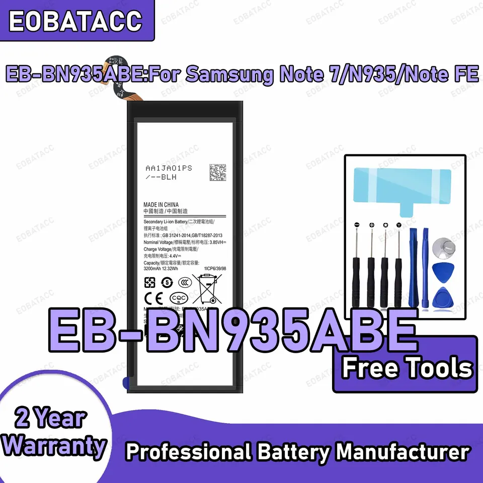 3200mAh EB-BN935ABE batería de repuesto para Samsung Galaxy Note 7/N935 kit de herramientas de reparación
