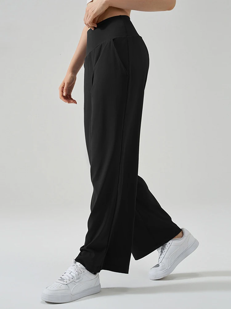 

Naked Feel Wide Leg Yoga Pants Women Breathable Casual High Waist Pendant Straight Leg Exercise