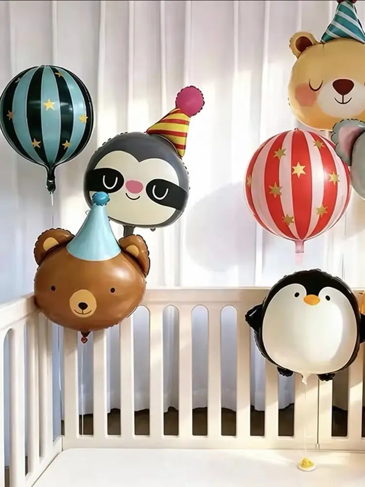 Zirkus-Cartoon-Tier-Folienballons, niedlicher Bär, Koala, Löwe, Affe, Katze für Kindergeburtstagsfeier-Dekoration, Szenenlayout, Foto-Requisiten