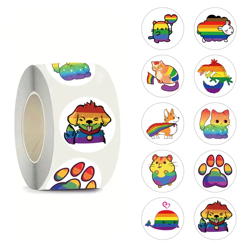 500pcs Cartoon Rainbow Stickers (1 Inch Labels/10 Patterns) For phone case Laptop Notebook Suitcase DIY Aesthetic Stickers