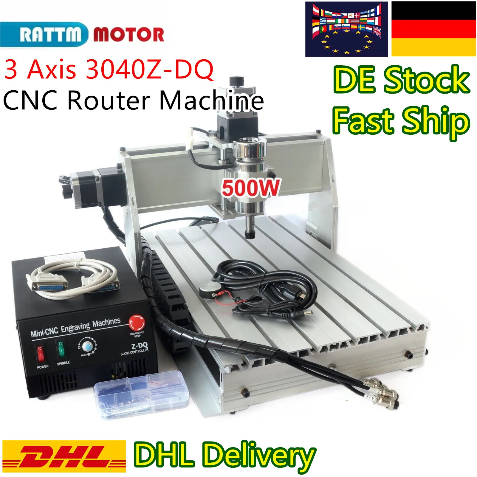 【EU-freie Mehrwertsteuer】 CNC 3-Achsen 500 W 3040Z-DQ Mach3 Parallel-/USB-Anschluss 3040 CNC-Fräser Gravurfräsmaschine 220 V 1204 Kugelumlaufspindel