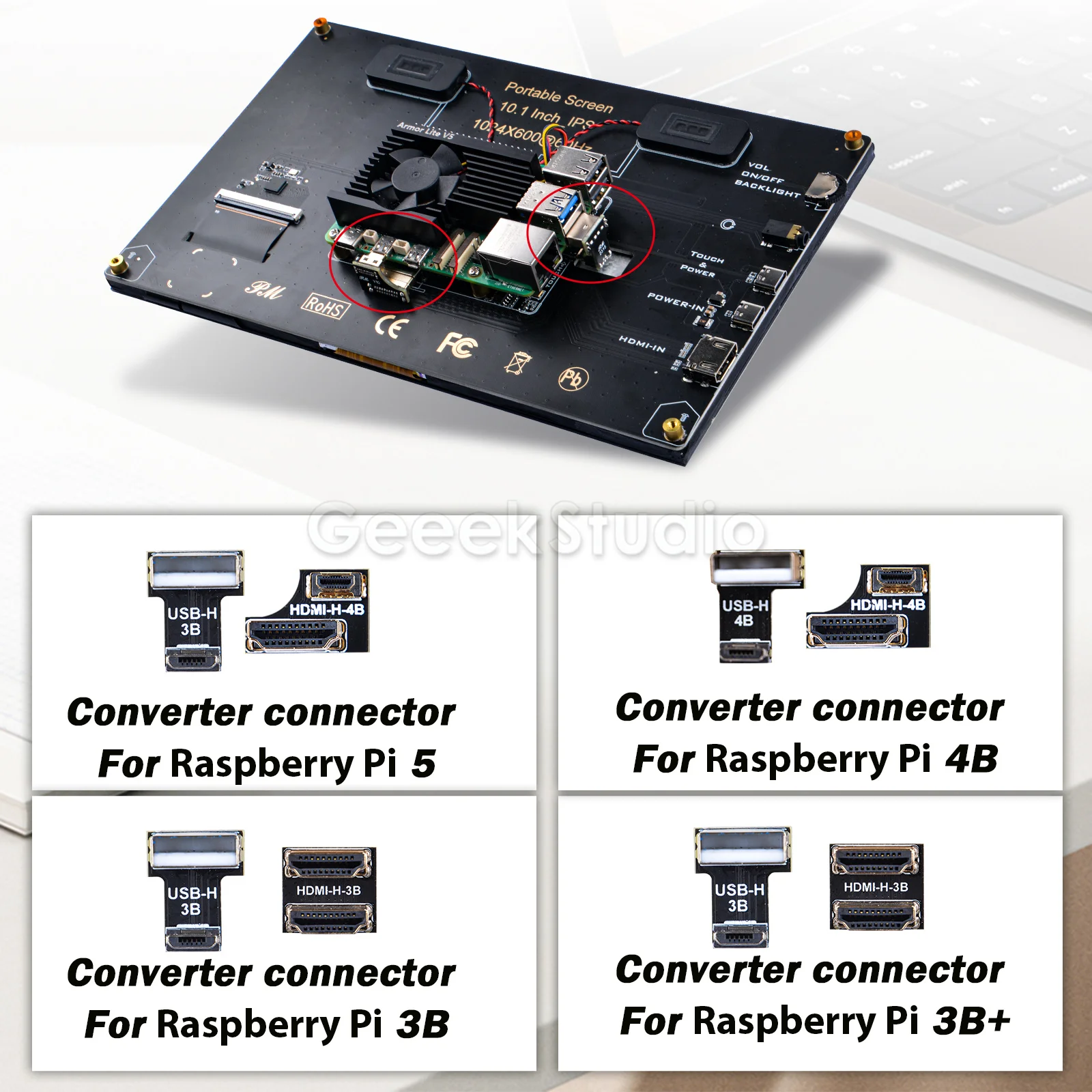 10.1 inch 1024x600 60Hz IPS Capacitive Touch Screen with Speakers, Mount Hole for Raspberry Pi