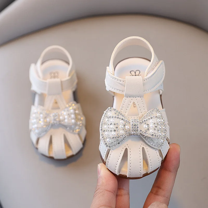0-3 Years Baby Girl Sandals Rhinestone Princess Shoes Newborn Infant Sandals Summer First Walkers Toddler Sandals Pink, White