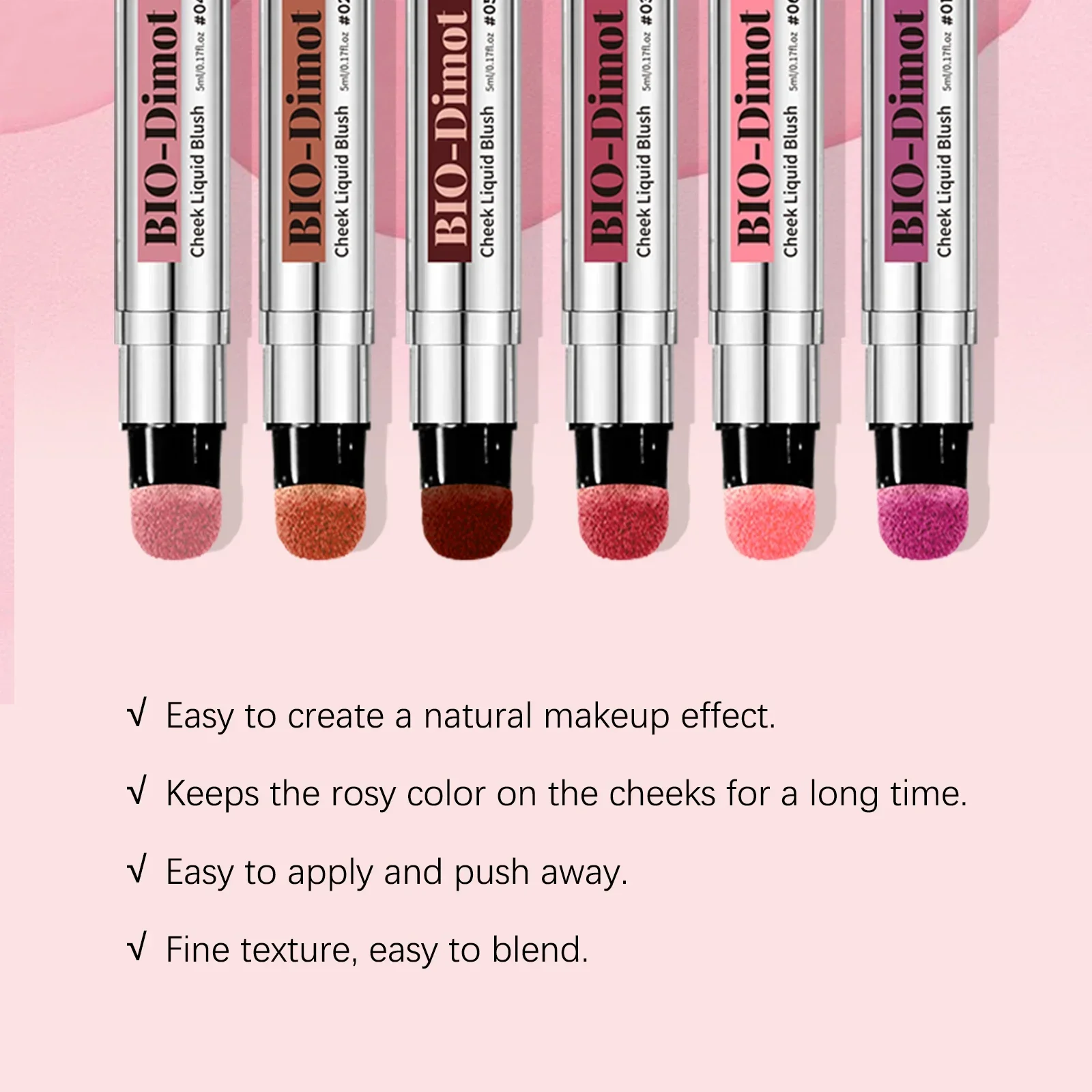 Samtflüssiges Rouge-Set, Make-up-Schwamm, Bürstenkopf, matt, einfach aufzutragen, langlebig, wasserfest, erhellt die Gesichtskontur, Rouge-Tönung