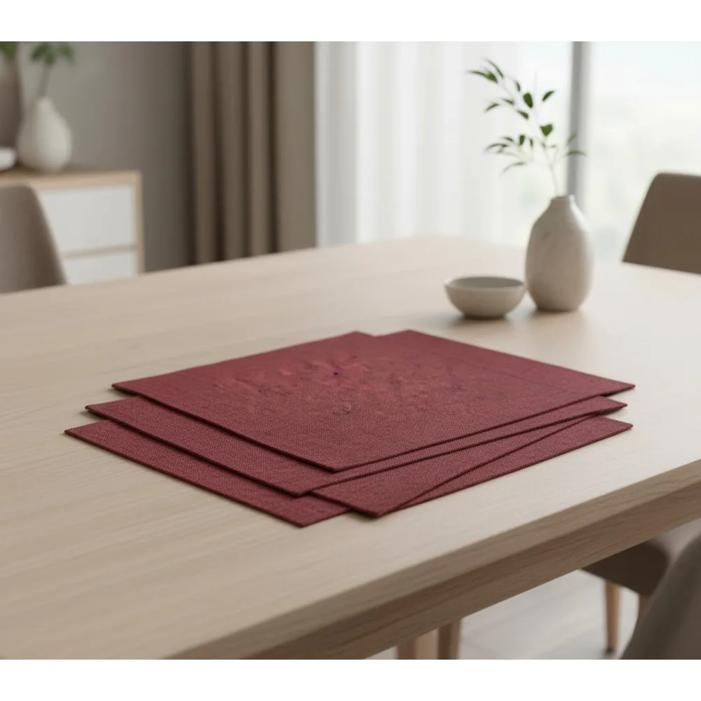 

Red Garnet Linen Placemats Set of 4 - 14x19 Inch 100% Pure Linen Table Mats for Fall Thanksgiving Christmas Holiday Dining Decor