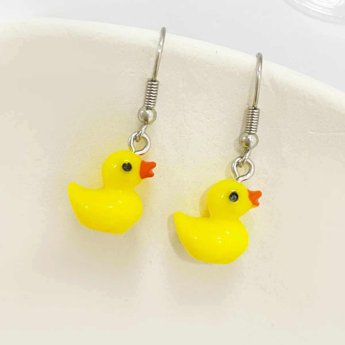 Creative Little Yellow Duck Pendant Earring for Women Punk Temperament Cute Funny  Jewelry Wholesale Christmas Gift