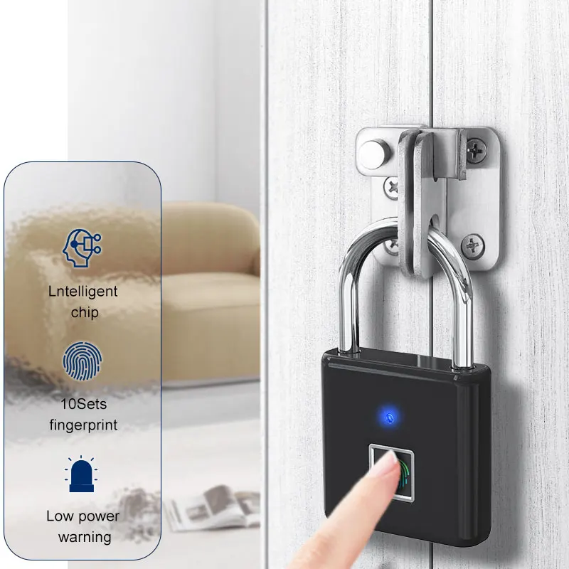 Smart Fingerprint Padlock 0.5s Unlock IP55 Waterproof Type C Rechargeable for Luggage Gym Office Zinc Alloy Anti Theft Lock - Image 2