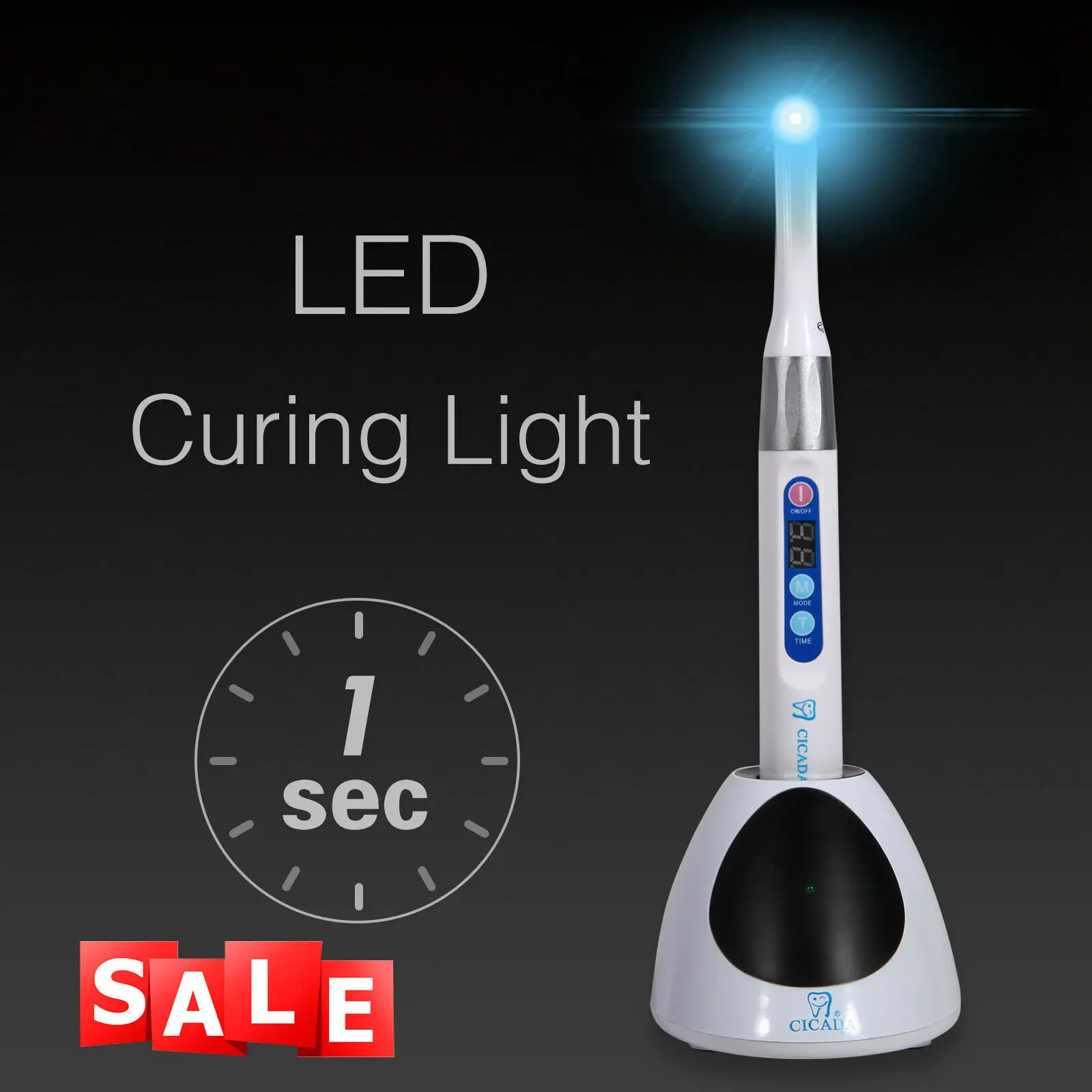 

Dental Wireless Cordless 10W iLed 1 Second LED Curing Light Cure Lamp 2300mW/c㎡ White Color