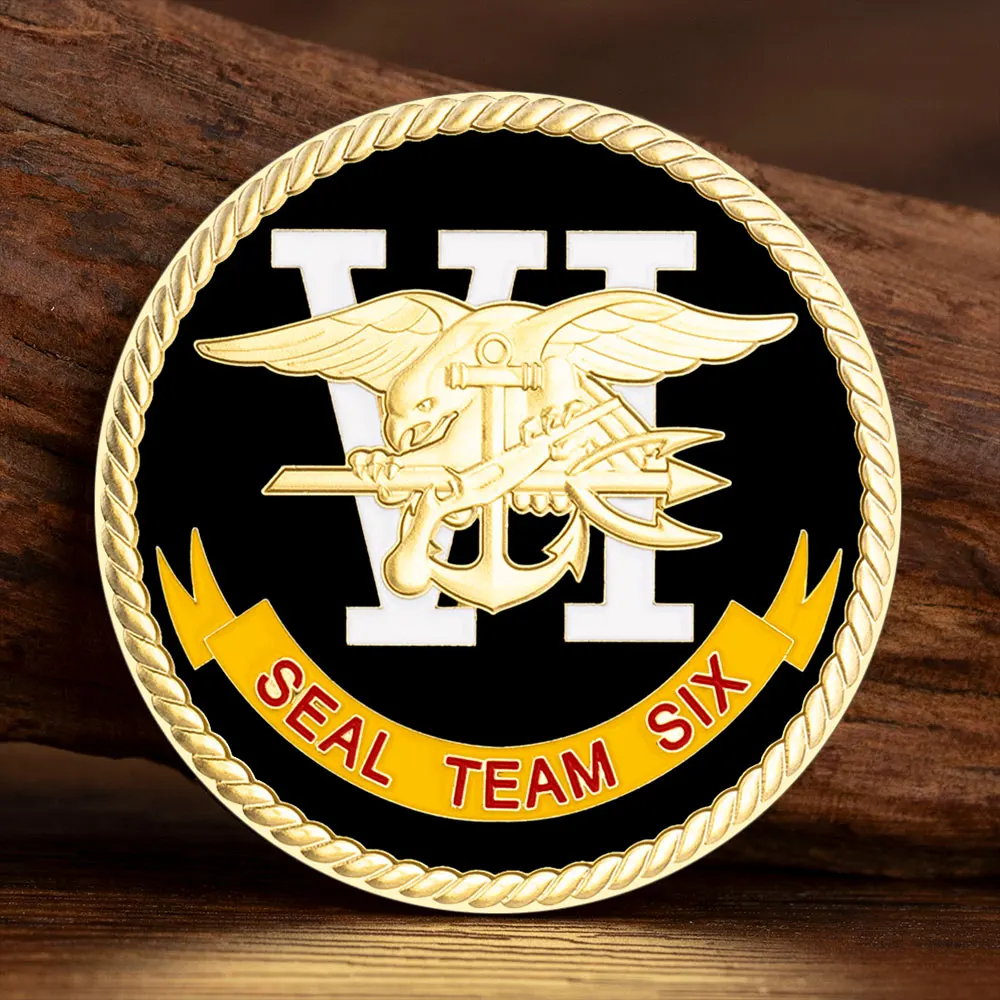Seal Team Six Naval Special Warfare Development Group Golden Plated Challenge Coin Colorized Art Gift Commemorative Coins