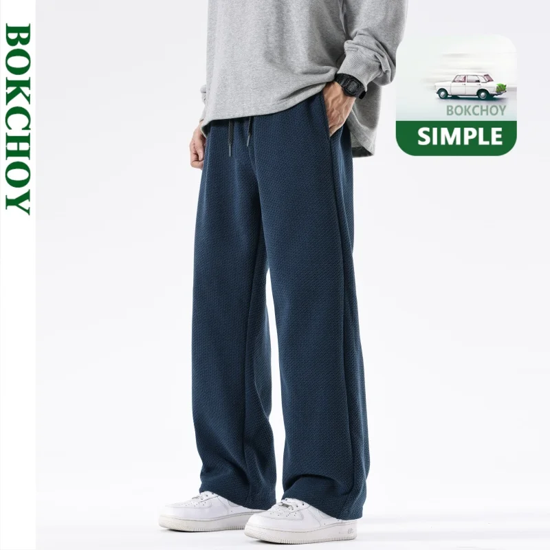 

2025 Autumn New Casual Knitted Straight Pants for Men Clothing Soft Drawstring Men Sweatpants YL926