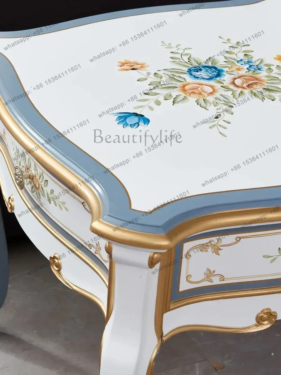 طاولة زاوية أوروبية فاخرة، أريكة خشبية صلبة فرنسية، منحوتة #6