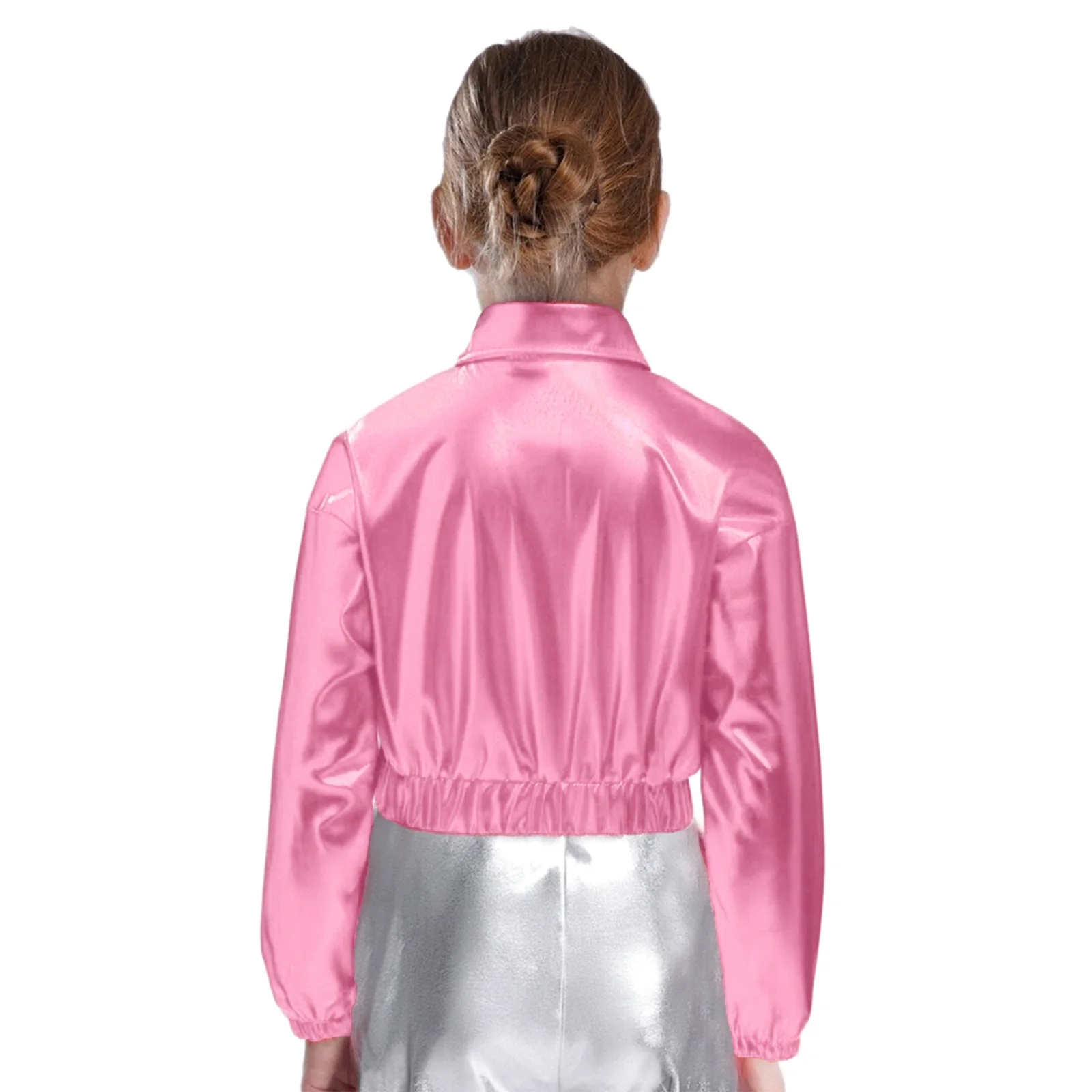 Fashion Children's Stage Jazz Dance Costume Kids Boys Girls Metallic Hip-Hop Coats Shiny Jacket Performance Dancewear Outerwear