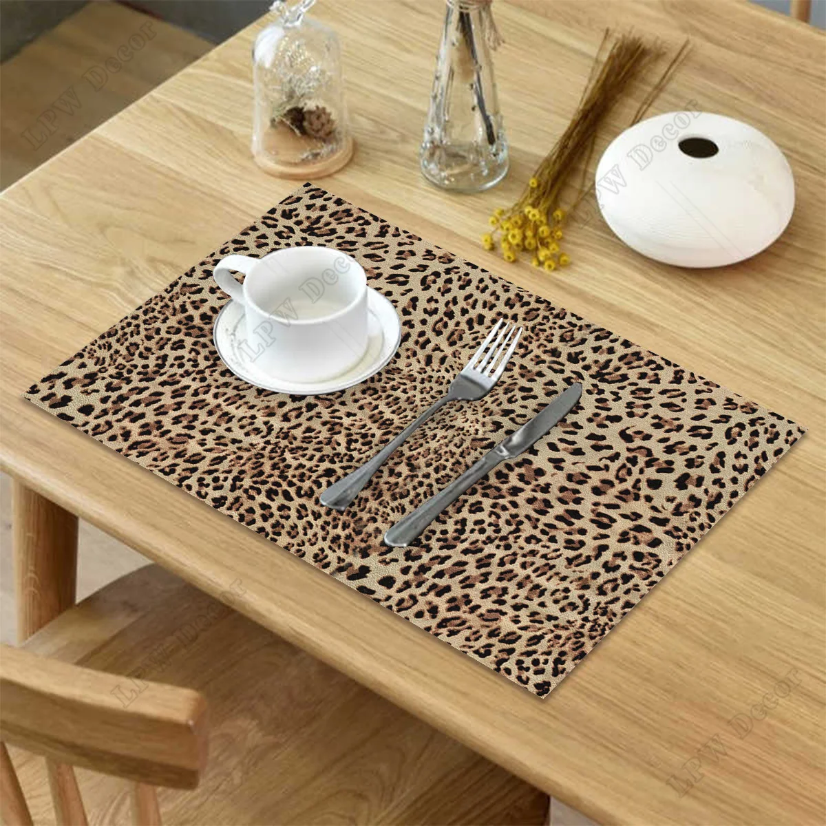 4/6pcs Set Table Mats Sexy Leopard Print Printed Cotton Linen Table Napkin Kitchen Accessories Home Party Decorative Placemats