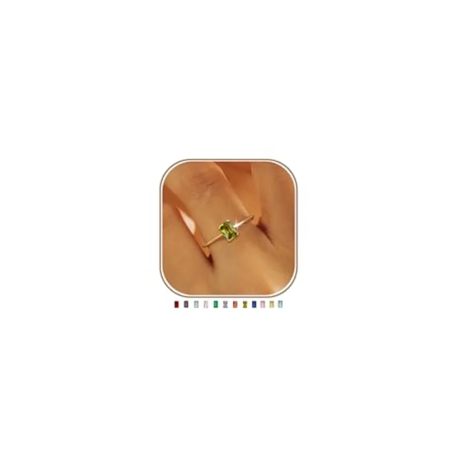

KAERUN Gold Birthstone Rings for Women Non Tarnish 14K Gold Plated Stackable CZ Thumb Eternity Rings Dainty Emerald Green Gemst