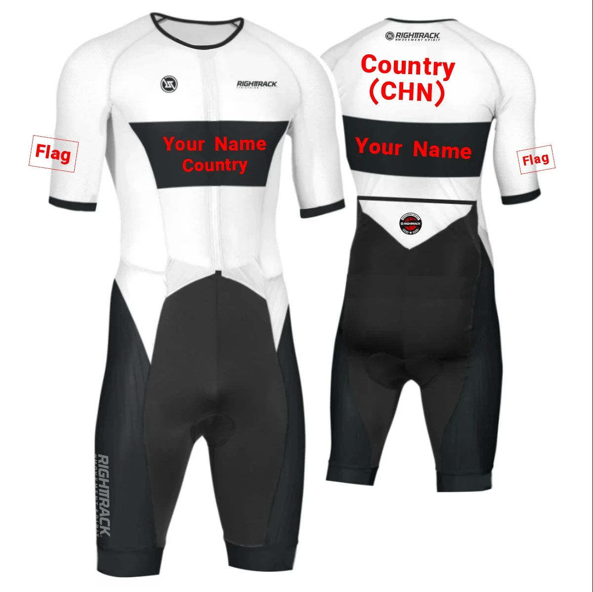 Custom Name Flag Trisuit Clothing Men's Triathlon Skinsuit RIGHTTRACK Swimming Cycling Running Competition Apparel