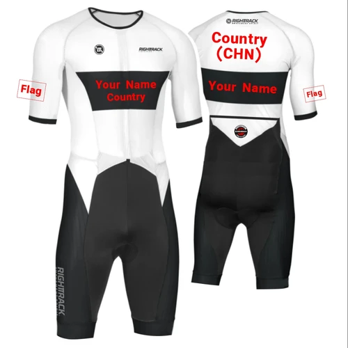 Imagen 2 del producto Traje de triatlón con bandera y nombre personalizado para hombre, traje de triatlón, RIGHTTRACK, natación, ciclismo, correr, ropa de competición