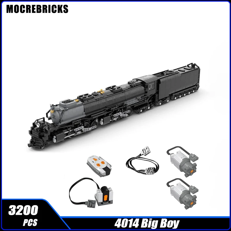 

City Railway 4014 Big Boy With Motor Steam Locomotive Building Blocks Union Pacific Transport Train Model Assembly Brick Toy Gif