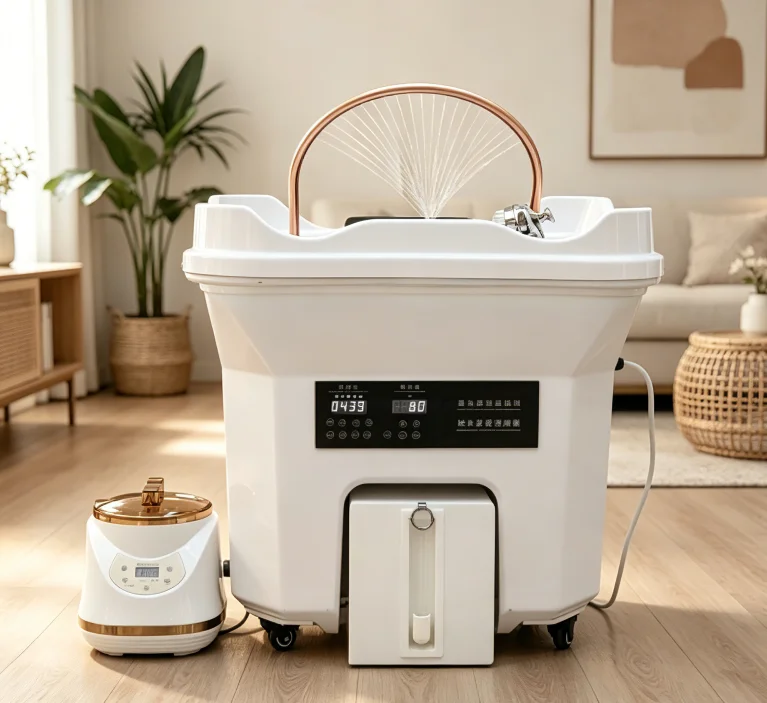 

Portable Electric Shampoo Basin with Water Tank, Constant Temperature Head Spa Sink, Mobile Hair Washing Station with Steam Func