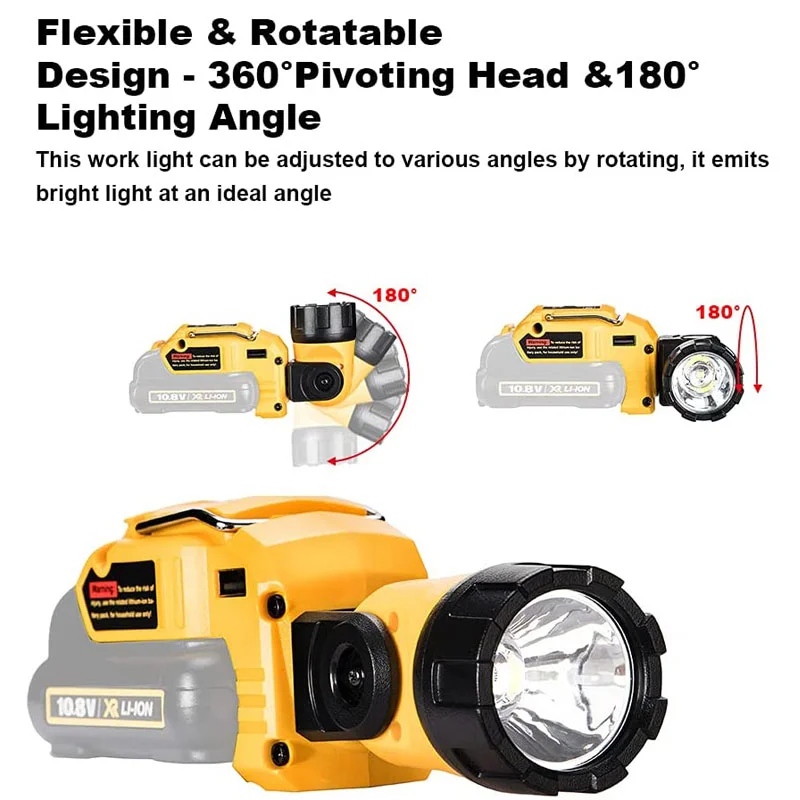 Imagem -02 - Projetor Portátil para Makita para Dewalt Lanterna Dcl510 10.8v 12v Li-ion Bateria Trabalho Lâmpada Led sem Fio Luz de Trabalho