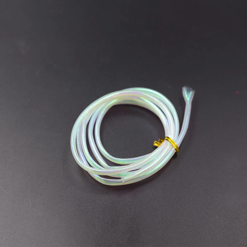 4meters Pearl White Holographic Circle Mylar Tube Fly Tying Materials Dia.2/4/6/8mm Braided Hollow Round Cord Streamer Rib Body
