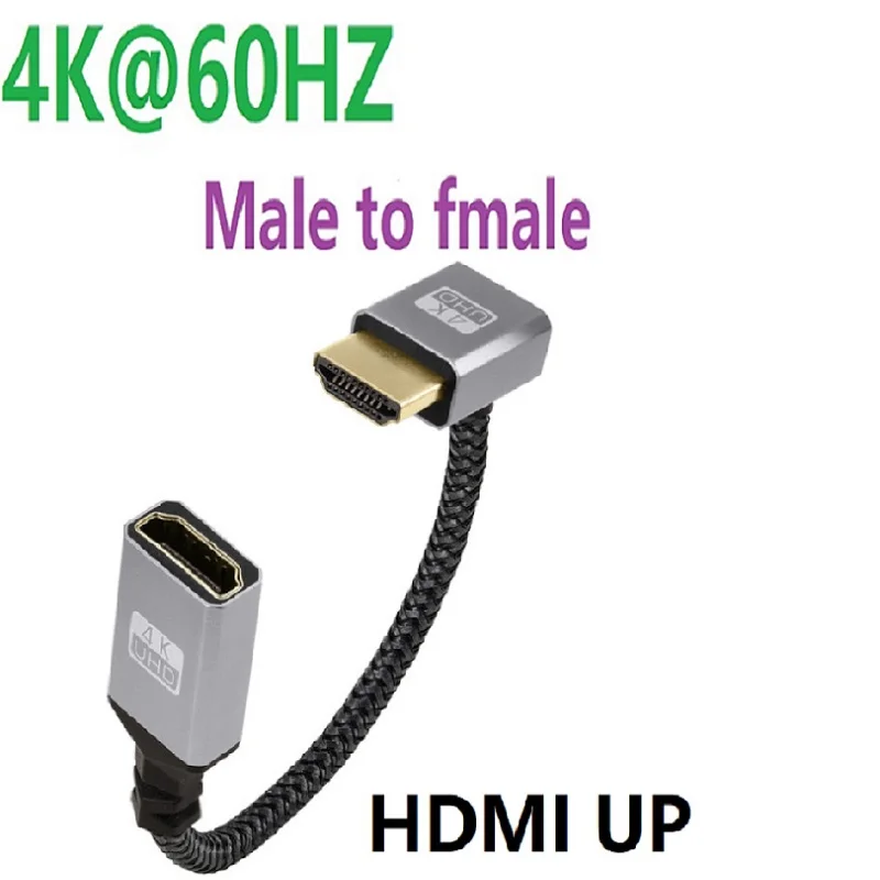 4K UHD V2.0 Cable Nylon Braid HD HDMI Male Straight/Left/Right/UP/Down To HDMI Fmale Extension Cable for HDTV PS4 Switch