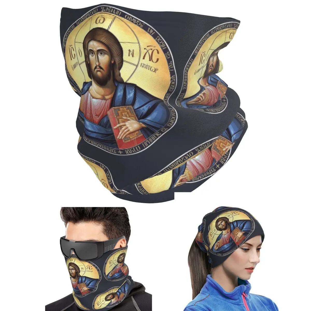 Christ Pantocrator Orthodox Icon Bandana Neck Gaiter Printed Mask Scarf Outdoor Sports Balaclava For Men Women Adult Washable