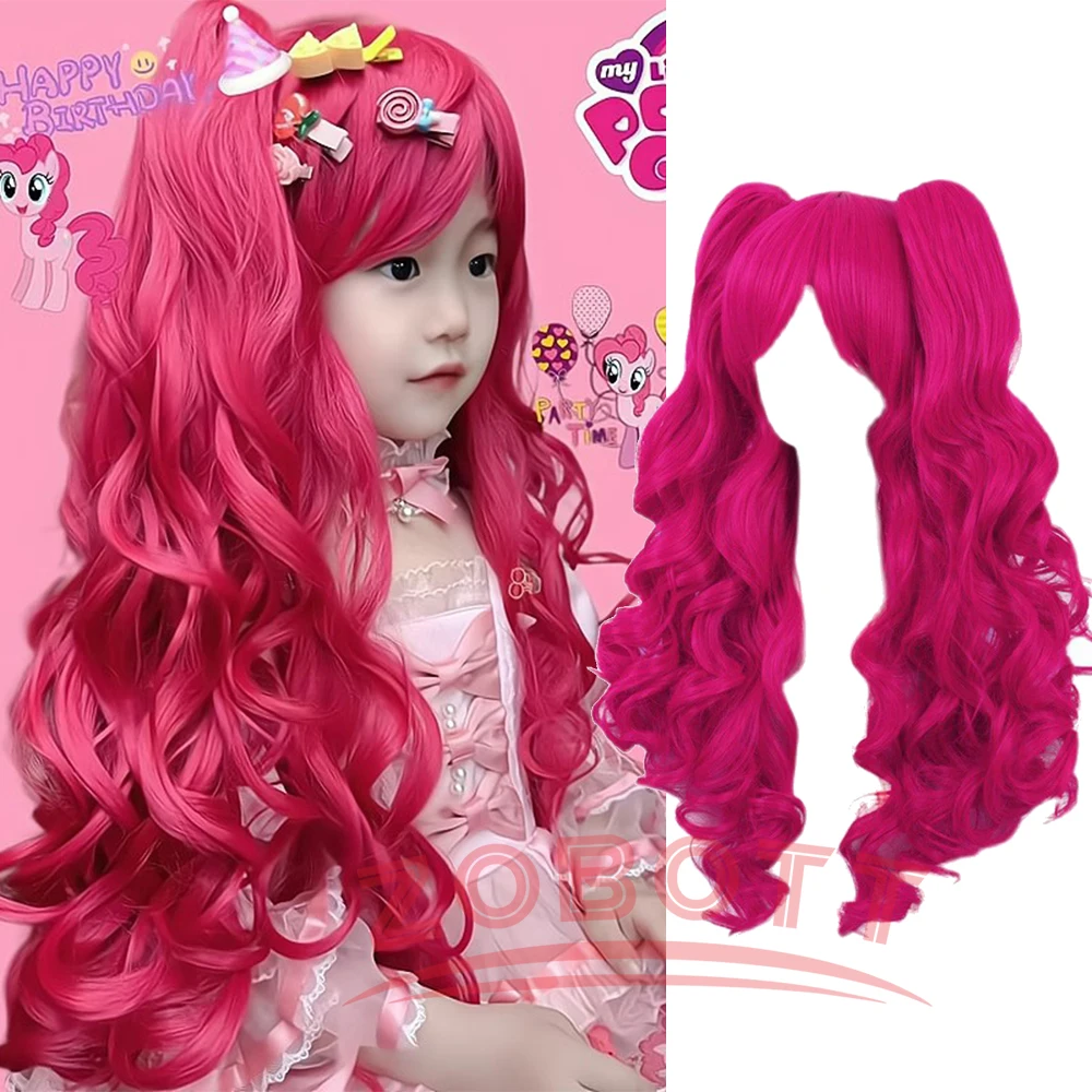 

Little Cartoon Anime Pony Pinkie Pie Cosplay Wig Pink Custom Ponytail Hair High Temperature Chemical Fiber Free Wig Cap