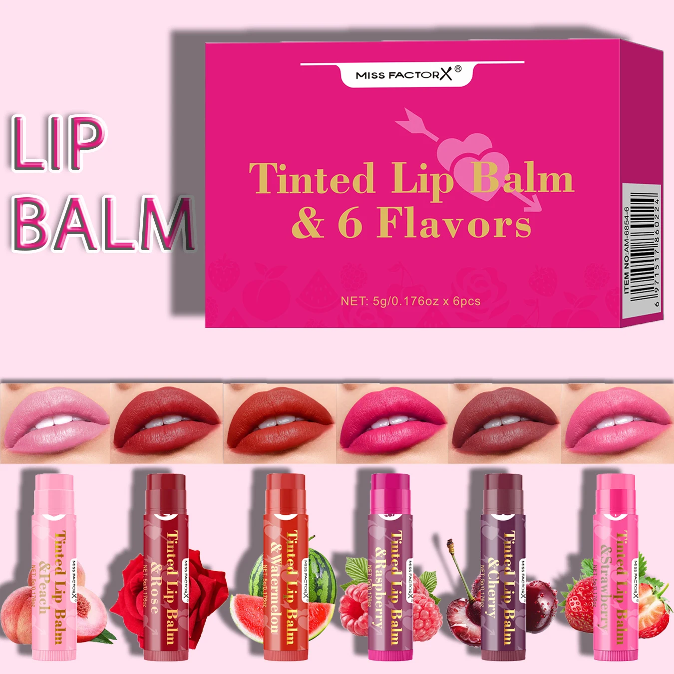 6 unids/caja, 6 sabores, labios secos nutritivos e hidratantes, lápiz labial, set de regalo de lápiz labial, la mejor opción para regalos de mujer
