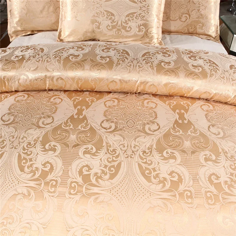 Claroom Jacquard Bedding Set Queen King Size Duvet Cover Bed set Quilt High Quality Luxury Gold Colour 2/3pcs Comforter